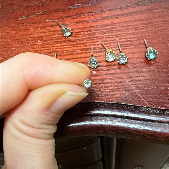 Vintage Silver and Turquoise Stud Earrings without backs - Picture 4 of 9
